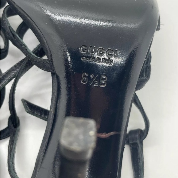 Authentic GUCCI Black leather Swarowski Embellished Heels - Picture 5 of 5